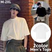 カットソー Tシャツ メンズ 男性 トップス 半袖 5分袖 ハイネック 無地 単色 シンプル カジュアル 着回し 合わせやすい 大きいサイズあり お洒落 お出かけ 普段使い 紳士服
