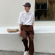カットソー Tシャツ メンズ 男性 トップス 半袖 5分袖 ハイネック 無地 単色 シンプル カジュアル 着回し 合わせやすい 大きいサイズあり お洒落 お出かけ 普段使い 紳士服