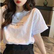 Tシャツ 半袖 レディース 女性用 クルーネック 英字 ロゴ入り ラウンドネック トップス 大きいサイズ有り シンプル カジュアル デイリー 普段使い お出かけ 着回し おしゃれ かわいい