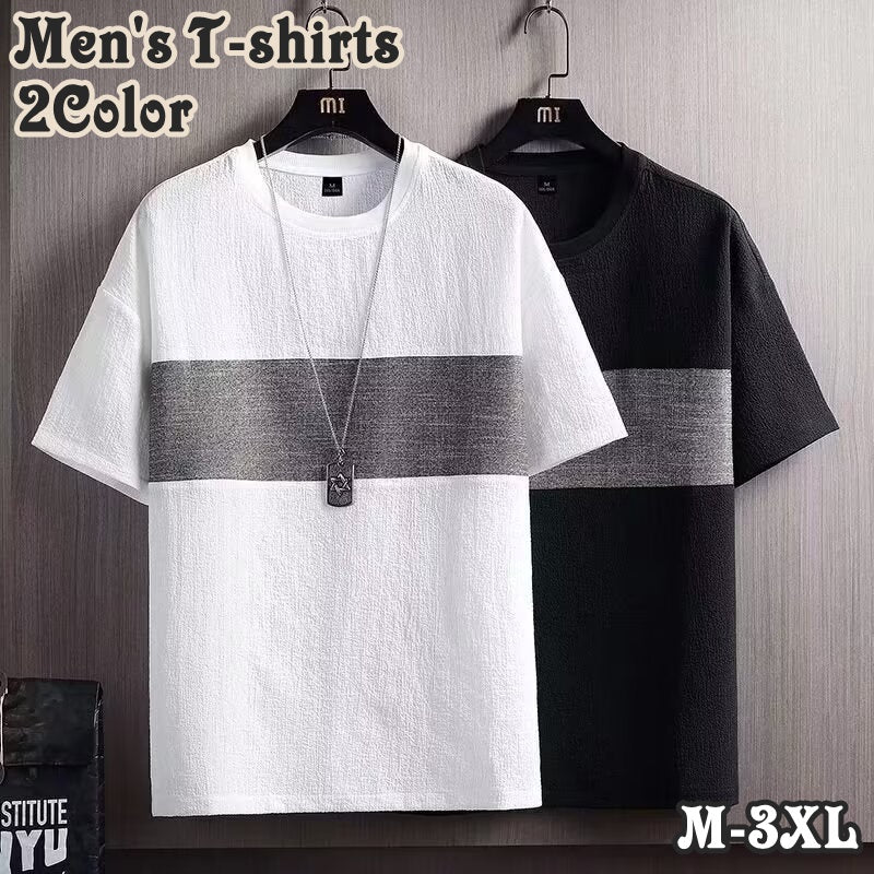 Tシャツ カットソー シャツ 半袖 トップス メンズ 男性 紳士 ラウンドネック ユニセックス デイリー カジュアル クルーネック 涼し気 爽やか おしゃれ シンプル
