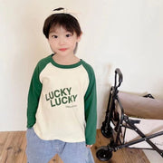 長袖カットソー 長袖Tシャツ ラグラン キッズ ベビー ジュニア トップス 男の子 女の子 おしゃれ かっこいい かわいい シンプル 兄弟 姉妹 お揃い おそろい カジュアル 緑 紺 黒