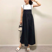 サロペットスカート レディース マキシ丈 ロング丈 キャミソールワンピース キャミワンピ フレア ボトムス 無地 ソリッドカラー 婦人服 女性用 体型カバー 可愛い おしゃれ カジュアル お出掛け 体系カバー 春 夏 春服 夏服 秋 薄手 軽い ブラック 黒 ベージュ グレー ネイビー