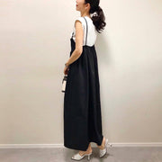 サロペットスカート レディース マキシ丈 ロング丈 キャミソールワンピース キャミワンピ フレア ボトムス 無地 ソリッドカラー 婦人服 女性用 体型カバー 可愛い おしゃれ カジュアル お出掛け 体系カバー 春 夏 春服 夏服 秋 薄手 軽い ブラック 黒 ベージュ グレー ネイビー