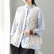 ベスト ジレ レディース 女性 婦人服 トップス 羽織り 薄手 長め丈 ゆったり ノースリーブ 前開き レース 透かし編み 透け感 着回し 定番 おしゃれ シンプル かわいい カジュアル お出かけ 通勤 体型カバー 白 ベージュ