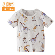 Tシャツ 半袖 80-130cm トップス キッズ 子供服 男女兼用 男の子 女の子 丸首 ラウンドネック キリン おしゃれ 夏