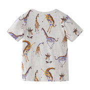 Tシャツ 半袖 80-130cm トップス キッズ 子供服 男女兼用 男の子 女の子 丸首 ラウンドネック キリン おしゃれ 夏