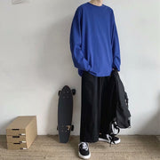 長袖Tシャツ メンズ 男性用 ロンT Tシャツ クルーネック ラウンドネック 丸首 無地 ドロップショルダー ゆったり オーバーサイズ 大きいサイズ プルオーバー シンプル