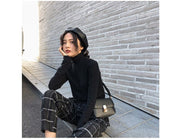 カットソー 長袖 レディース トップス ハイネック プルオーバー 無地 ソリッドカラー 婦人服 シンプル 大きいサイズあり きれいめ 着回し 定番 カジュアル 女性用 普段着 デイリー 外出 お出掛け 通勤 通学 M L XL 2XL