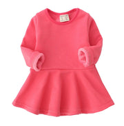 チュニックワンピース ミニワンピース ベビーワンピース 裏起毛ワンピース フレアワンピース 長袖 子供服 こども服 ベビー服 子供 女の子 秋冬 裏起毛 暖かい あったかい 無地 シンプル ベビーウェア 赤ちゃん 女児
