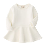 チュニックワンピース ミニワンピース ベビーワンピース 裏起毛ワンピース フレアワンピース 長袖 子供服 こども服 ベビー服 子供 女の子 秋冬 裏起毛 暖かい あったかい 無地 シンプル ベビーウェア 赤ちゃん 女児