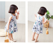 ワンピース チュニック ノースリーブ キッズ ベビー 子供 赤ちゃん 女子 女の子 膝丈 ミディアム ラウンドネック キャラクター フルーツ柄 果物柄 動物柄 夏 デザイン豊富 着回し