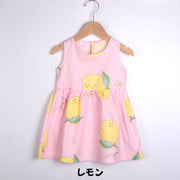 ワンピース チュニック ノースリーブ キッズ ベビー 子供 赤ちゃん 女子 女の子 膝丈 ミディアム ラウンドネック キャラクター フルーツ柄 果物柄 動物柄 夏 デザイン豊富 着回し