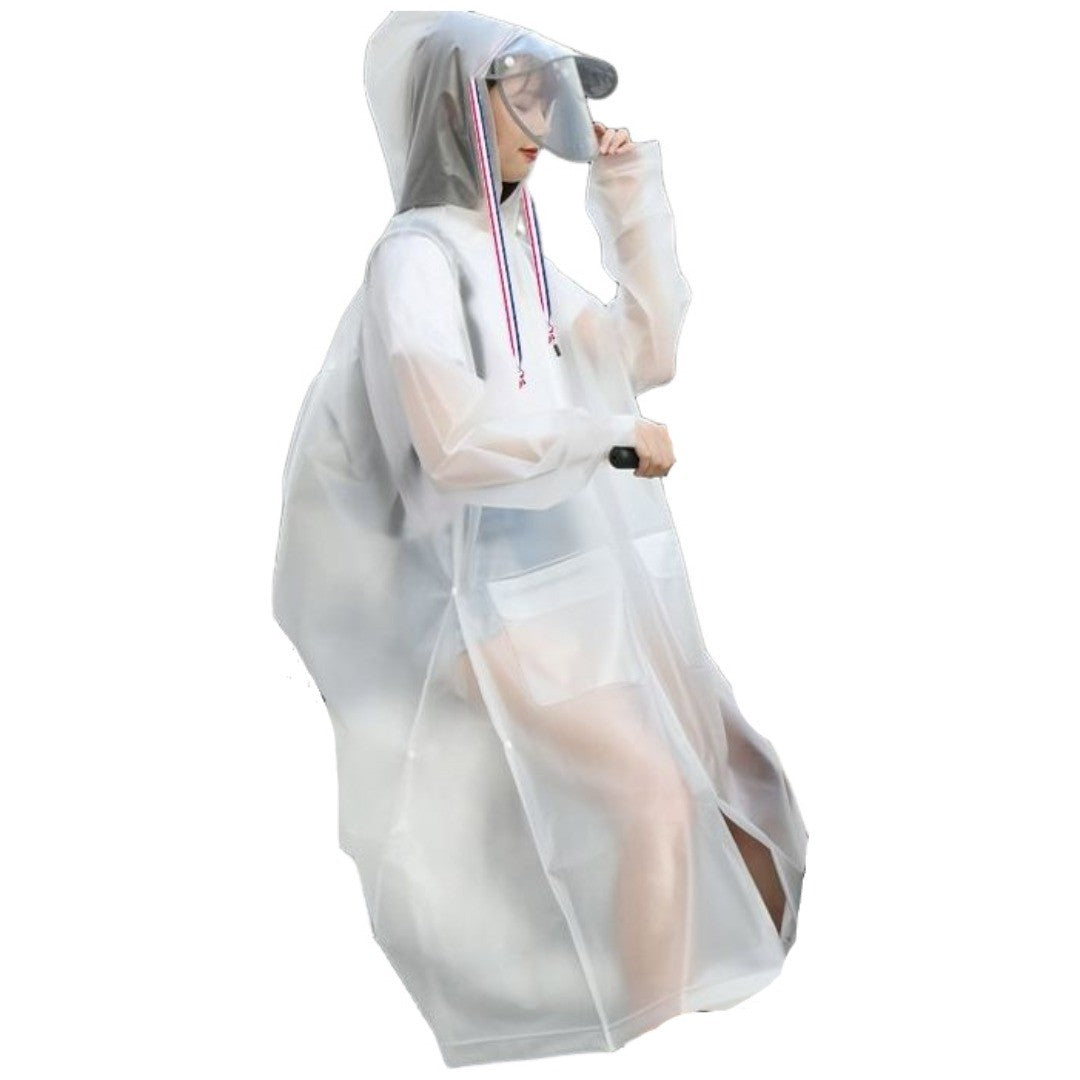 レインコート 雨具 カッパ レディース 女性 大きいサイズ レインウェア ロング丈 おしゃれ バイザー2枚付き 取り外し可能 膝下丈 ファスナー 前ボタン フード付き スナップボタン ポケット 袖口ボタン お出かけ