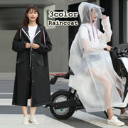 レインコート 雨具 カッパ レディース 女性 大きいサイズ レインウェア ロング丈 おしゃれ バイザー2枚付き 取り外し可能 膝下丈 ファスナー 前ボタン フード付き スナップボタン ポケット 袖口ボタン お出かけ