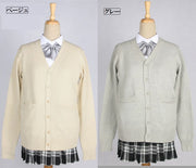 カーディガン 制服 女子高生 学生服 コスプレ Vネック 長袖 無地 シンプル レディース  カラバリ豊富 白 黒 グレー 定番アイテム 可愛い ギャル JK 入学 通学 高校生 中学生