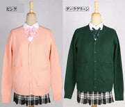 カーディガン 制服 女子高生 学生服 コスプレ Vネック 長袖 無地 シンプル レディース  カラバリ豊富 白 黒 グレー 定番アイテム 可愛い ギャル JK 入学 通学 高校生 中学生