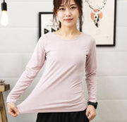 カットソー ブラトップ 長袖 カップ付き ロンT ロングTシャツ レディース 大きいサイズ ラウンドネック 無地 シンプル カップ付きインナー ブラ付き ブラ内臓 カジュアル 肌着 下着 アンダーウェア ブラ不要 ノーブラインナー ラクチン 締め付けない ストレスフリー 春 秋 冬 重ね着 部屋着 ルームウェア