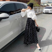 カットソー レディース 女性 トップス 丸首 ラウンドネック 五分袖 フリル袖 フリルレース 無地 総柄 ボーダー しましま カジュアル ポップ 可愛い かわいい キュート おしゃれ 春 夏