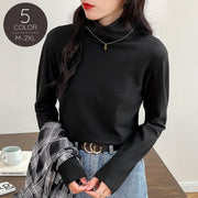 カットソー ハイネック 長袖 レディース 女性 婦人服 トップス タートルネック 無地 単色 シンプル 着回し ベーシック 大きいサイズ