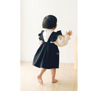 ブラウス トップス キッズ ベビー 子供服 長袖 クルーネック フリル袖 バルーンスリーブ 無地 花柄 しわ加工 ボタン 女の子 ガール 着回し ナチュラル シンプル おしゃれ かわいい 春 秋 キャンディスリーブ