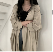 ロングカーディガン レディース カーディガン ロングシャツ シャツ ロング丈 長袖 シンプル 無地 スリット かわいい おしゃれ 羽織 ルーズ 抜け感 女性 婦人 薄手