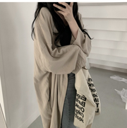 ロングカーディガン レディース カーディガン ロングシャツ シャツ ロング丈 長袖 シンプル 無地 スリット かわいい おしゃれ 羽織 ルーズ 抜け感 女性 婦人 薄手