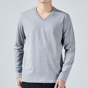 長袖Tシャツ ロングTシャツ カットソー メンズ 男性 トップス Vネック 無地 単色 シンプル 着回し力 合わせやすい 大きいサイズ 紳士用