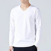 長袖Tシャツ ロングTシャツ カットソー メンズ 男性 トップス Vネック 無地 単色 シンプル 着回し力 合わせやすい 大きいサイズ 紳士用