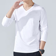 長袖Tシャツ ロングTシャツ カットソー メンズ 男性 トップス Vネック 無地 単色 シンプル 着回し力 合わせやすい 大きいサイズ 紳士用