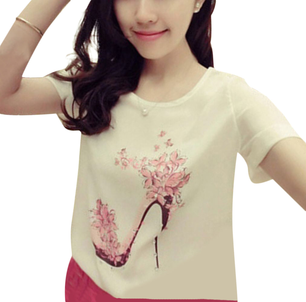 Tシャツ レディース トップス 半袖 ラウンドネック 丸首 カットソー プリント ロゴ ハート 動物 花柄 モノトーン シンプル 春夏 カジュアル 大きいサイズ