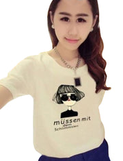 Tシャツ レディース トップス 半袖 ラウンドネック 丸首 カットソー プリント ロゴ ハート 動物 花柄 モノトーン シンプル 春夏 カジュアル 大きいサイズ