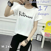 Tシャツ レディース トップス 半袖 ラウンドネック 丸首 カットソー プリント ロゴ ハート 動物 花柄 モノトーン シンプル 春夏 カジュアル 大きいサイズ