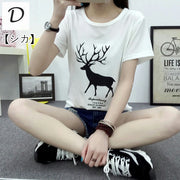 Tシャツ レディース トップス 半袖 ラウンドネック 丸首 カットソー プリント ロゴ ハート 動物 花柄 モノトーン シンプル 春夏 カジュアル 大きいサイズ