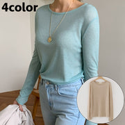 カットソー 長袖 ロングTシャツ レディース 女性 トップス 薄手 透け感 重ね着 UV対策 紫外線対策 ボートネック 無地 単色 シンプル 着回し 合わせやすい 婦人服
