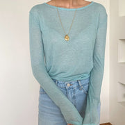 カットソー 長袖 ロングTシャツ レディース 女性 トップス 薄手 透け感 重ね着 UV対策 紫外線対策 ボートネック 無地 単色 シンプル 着回し 合わせやすい 婦人服