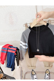 Tシャツ カットソー ラグラン 長袖 キッズ ベビー 子ども用 こども用 子供服 トップス ラウンドネック ライン バイカラー シンプル おしゃれ カジュアル 着回し お出かけ
