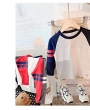 Tシャツ カットソー ラグラン 長袖 キッズ ベビー 子ども用 こども用 子供服 トップス ラウンドネック ライン バイカラー シンプル おしゃれ カジュアル 着回し お出かけ