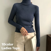 ニット リブニット タートルネック レディース 女性 トップス セーター 長袖 無地 単色 シンプル 着回し 合わせやすい カラバリ豊富 お洒落 お出かけ 普段使い 婦人服