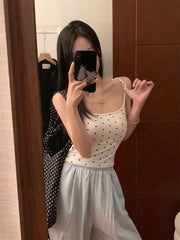 ブラトップ キャミソール 女性用 カップ付きインナー ブラキャミ ショート丈 ノースリーブ 美背中 ドット柄 セクシー おしゃれ