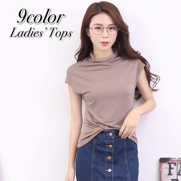 カットソー ノースリーブ レディース 女性用 トップス 無地 オフタートルネック プルオーバー 大きいサイズあり 定番 シンプル おしゃれ 着回し お出かけ デイリー オフィス 通勤 通学 デート 旅行 女の子 婦人服