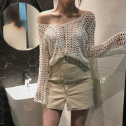 ニット 長袖 セーター レディース 女性 婦人服 トップス プルオーバー Vネック 透かし編み ハート レース 薄手 単色 おしゃれ 上品 きれいめ かわいい ヘビロテ レトロ 体型カバー ゆったり 着回し お出かけ 通勤 オフィス 春 夏 ベージュ 白 黒