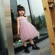 ワンピース ノースリーブ キャミソール スカート ドレス フレア チュール チュチュ 女の子 子供服 かわいい キッズ ベビー 無地 夏服 膝丈 お出かけ 誕生日会 子供用