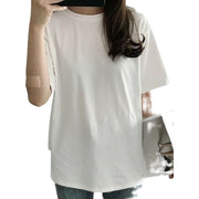 Tシャツ カットソー 半袖 レディース トップス ラウンドネック Vネック プルオーバー 無地 ソリッドカラー 婦人服 カジュアル 定番 着回し ラフ 外出 お出掛け 部屋着 リラックス 女性用 M L XL