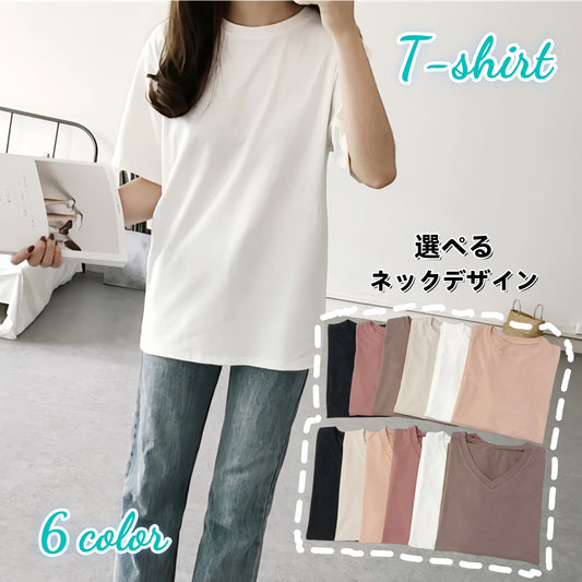Tシャツ カットソー 半袖 レディース トップス ラウンドネック 商品画像