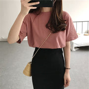 Tシャツ カットソー 半袖 レディース トップス ラウンドネック Vネック プルオーバー 無地 ソリッドカラー 婦人服 カジュアル 定番 着回し ラフ 外出 お出掛け 部屋着 リラックス 女性用 M L XL