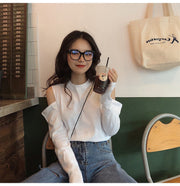 カットソー レディース 女性用 大きいサイズ トップス プルオーバー 肩出し 長袖 ラウンドネック カジュアル シンプル 無地