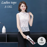 ブラウス ノースリーブ レディース 女性用 トップス ハイネック レース 花柄 シースルー 透け感 おしゃれ 上品 エレガント 可愛い きれいめ お出かけ 通勤 大きいサイズ