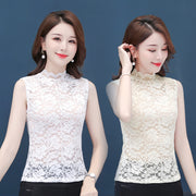 ブラウス ノースリーブ レディース 女性用 トップス ハイネック レース 花柄 シースルー 透け感 おしゃれ 上品 エレガント 可愛い きれいめ お出かけ 通勤 大きいサイズ