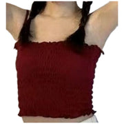 キャミソール チューブトップ クロップド丈 レディース 女性 トップス ショート丈 シャーリング 肩紐取り外し可能 袖なし ノースリーブ カップ付き シンプル かわいい おしゃれ ミニ丈 短め