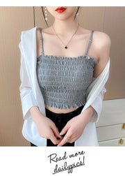キャミソール チューブトップ クロップド丈 レディース 女性 トップス ショート丈 シャーリング 肩紐取り外し可能 袖なし ノースリーブ カップ付き シンプル かわいい おしゃれ ミニ丈 短め